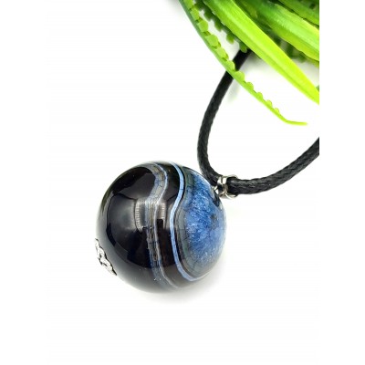 Подвеска шарик из черно-синего агата