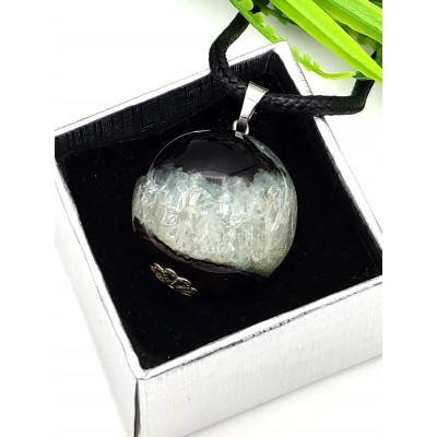 Подвеска шарик из черно-зеленого агата