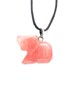 Подвеска слон из черри-кварца (имитация халцедона)