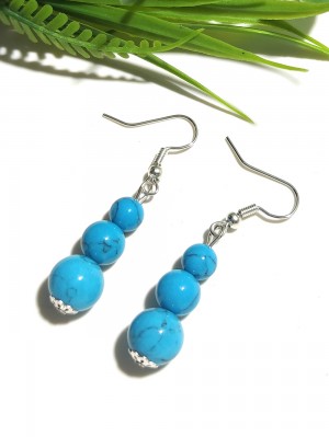 Серьги c говлитом (стилизация под бирюзу)