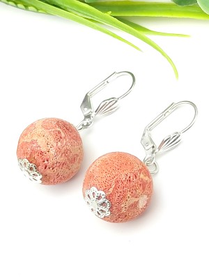 Серьги из необработанного губчатого коралла Серьги из необработанного губчатого коралла