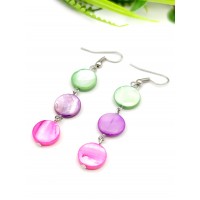 Серьги из розового, фиолетового и зеленого перламутра