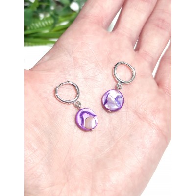 Серьги из сиреневого перламутра