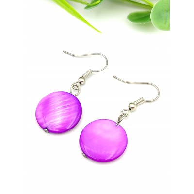 Серьги из розово-фиолетового перламутра