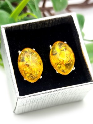 Серьги из желтого бернита (сплав смол и янтаря)
