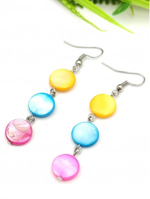 Серьги из желтого, голубого и розового перламутра