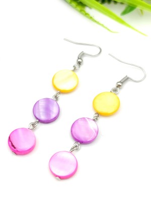 Серьги из желтого, фиолетового и розового перламутра