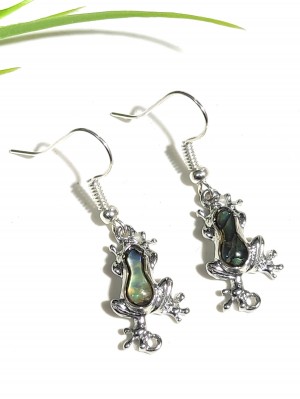 Серьги лягушки с халиотисом