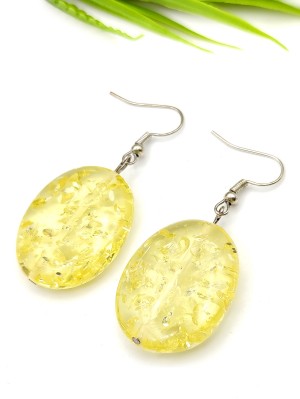 Серьги крупные из желтого бернита (сплав смол и янтаря)