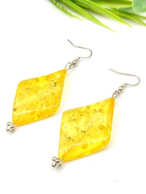 Серьги крупные из желтого бернита (сплав смол и янтаря)
