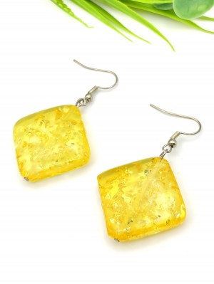 Серьги крупные из желтого бернита (сплав смол и янтаря)