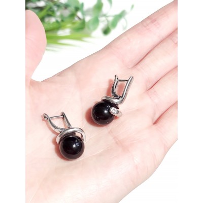 Серьги посеребренные с агатом