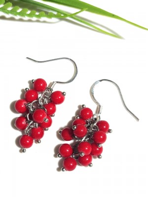 Серьги посеребренные с кораллами