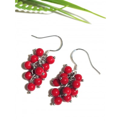 Серьги посеребренные с кораллами