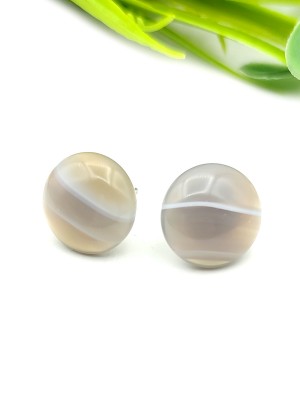 Серьги посеребренные с серым агатом