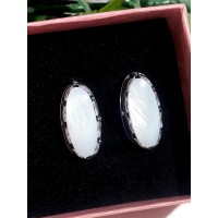 Серьги посеребренные с белым перламутром
