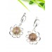 Серьги посеребренные с бежево-коричневым ботсванским агатом