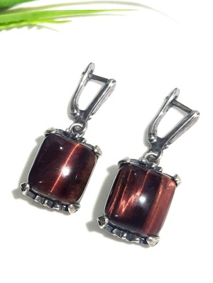 Серьги посеребренные с бычьим глазом