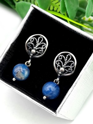 Серьги посеребренные с кианитом