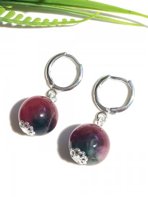 Серьги с красно-зеленым агатом