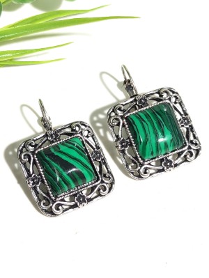Серьги с малахитом (синтетическим)