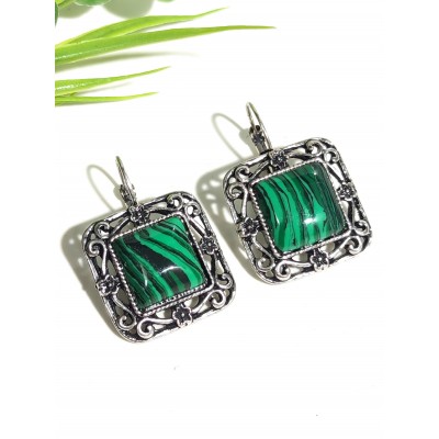 Серьги с малахитом (синтетическим)
