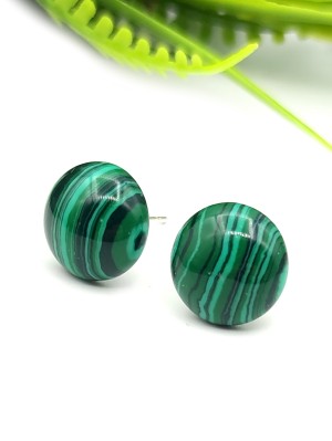 Серьги посеребренные с малахитом (синтетическим)