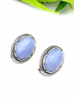 Серьги посеребренные с сапфирином