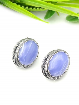 Серьги посеребренные с сапфирином