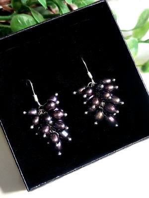 Серьги посеребренные с синим жемчугом