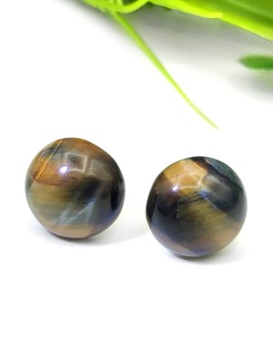 Серьги посеребренные с тигровым/соколиным глазом