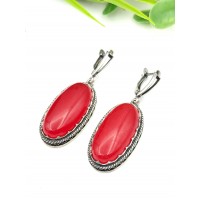 Серьги посеребренные с малиновым агатом
