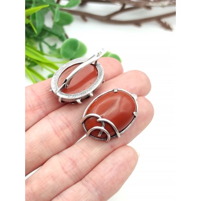 Серьги посеребренные с яшмой