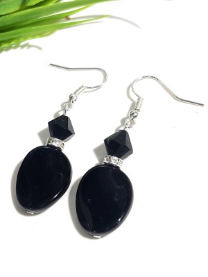 Серьги с агатом и фианитами