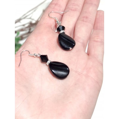 Серьги с агатом и фианитами