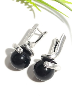 Серьги посеребренные с агатом