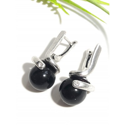Серьги посеребренные с агатом