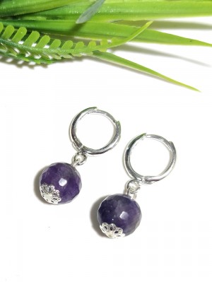 Серьги с гранёным аметистом