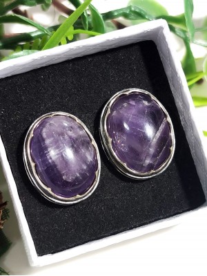 Серьги посеребренные с аметистом