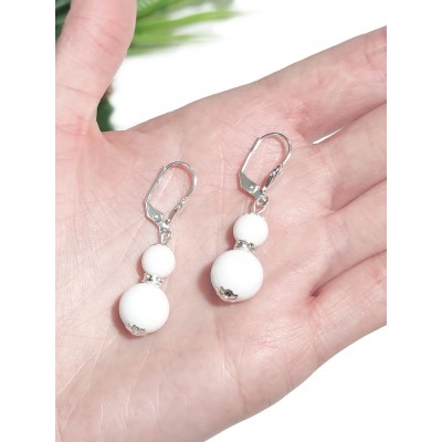 Серьги с белым агатом