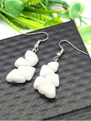 Серьги с белым агатом