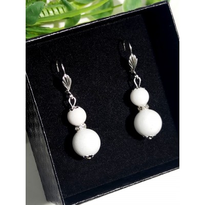 Серьги с белым агатом