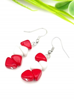 Серьги с белым агатом и кораллом