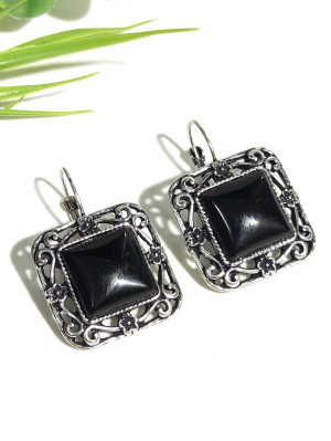 Серьги с черным агатом