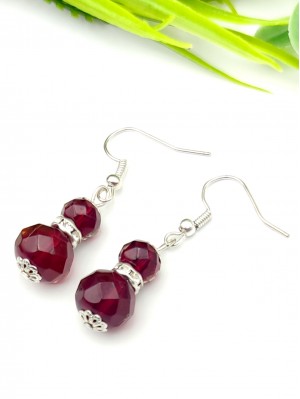 Серьги с гранатитом (синтетическим гранатом) и фианитами