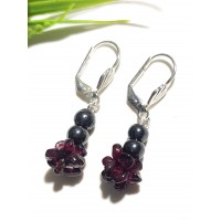 Серьги с гранатом и гематитом Серьги с гранатом и гематитом