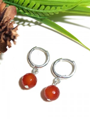 Серьги с гранёным сердоликом