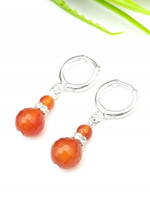 Серьги с гранёным сердоликом