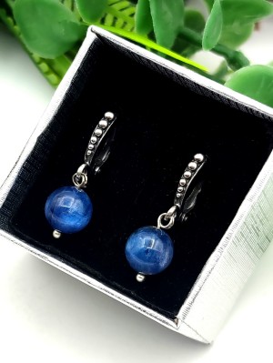 Серьги посеребренные с кианитом