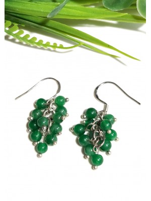 Серьги посеребренные с зеленым агатом